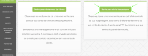 Opções para mudança de senha