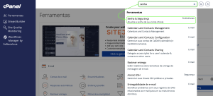 Representação das opções da pesquisa de "senha"
