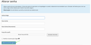 Representação da última etapa para a mudança da senha pelo cPanel