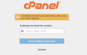 Demonstração do aviso que aparece, caso tente redefinir a senha pelo webmail