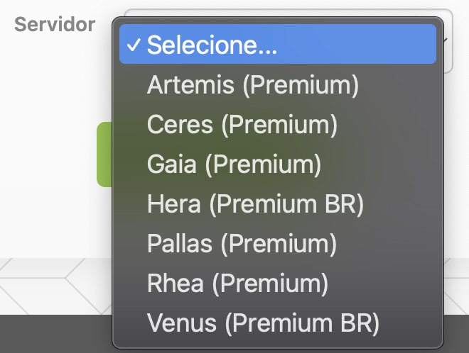 Representação da lista de servidores