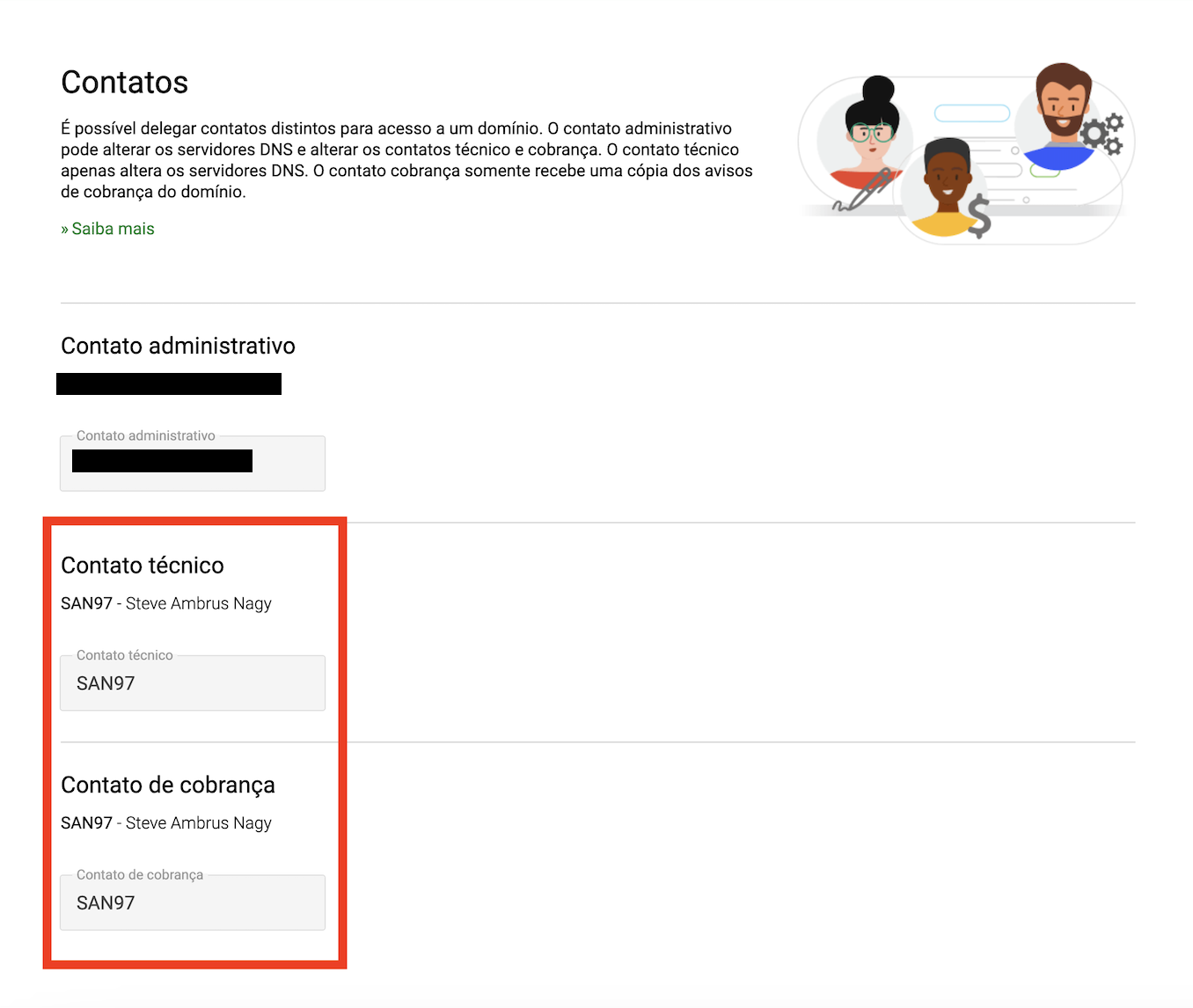 Representação da localização do campo de ID técnico e de cobrança