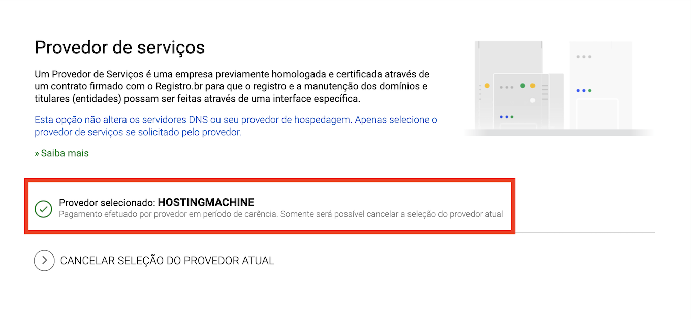 Representação da localização do campo do provedor