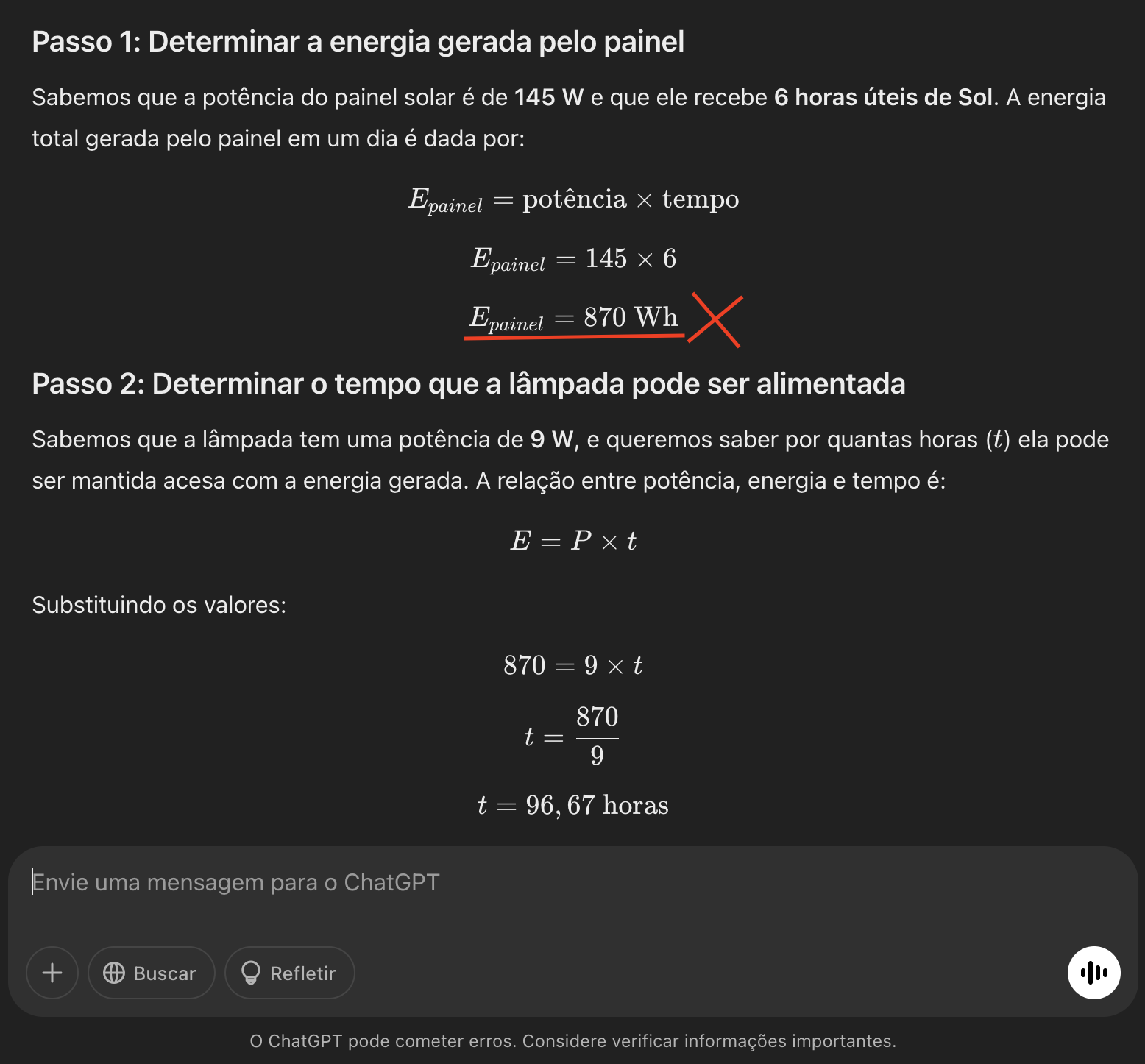 Resposta e a resolução do ChatGPT