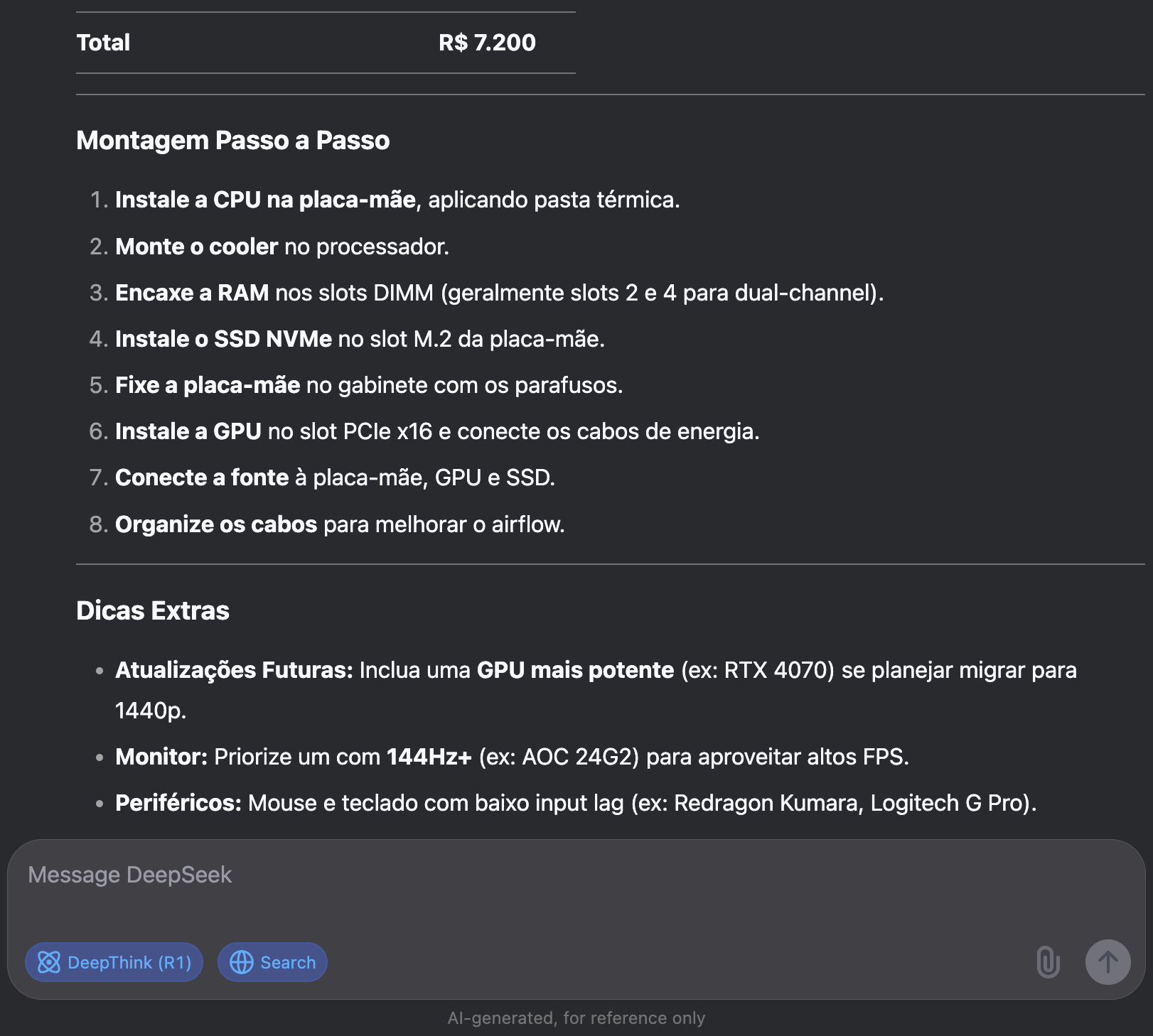 Pesquisa na web do DeepSeek