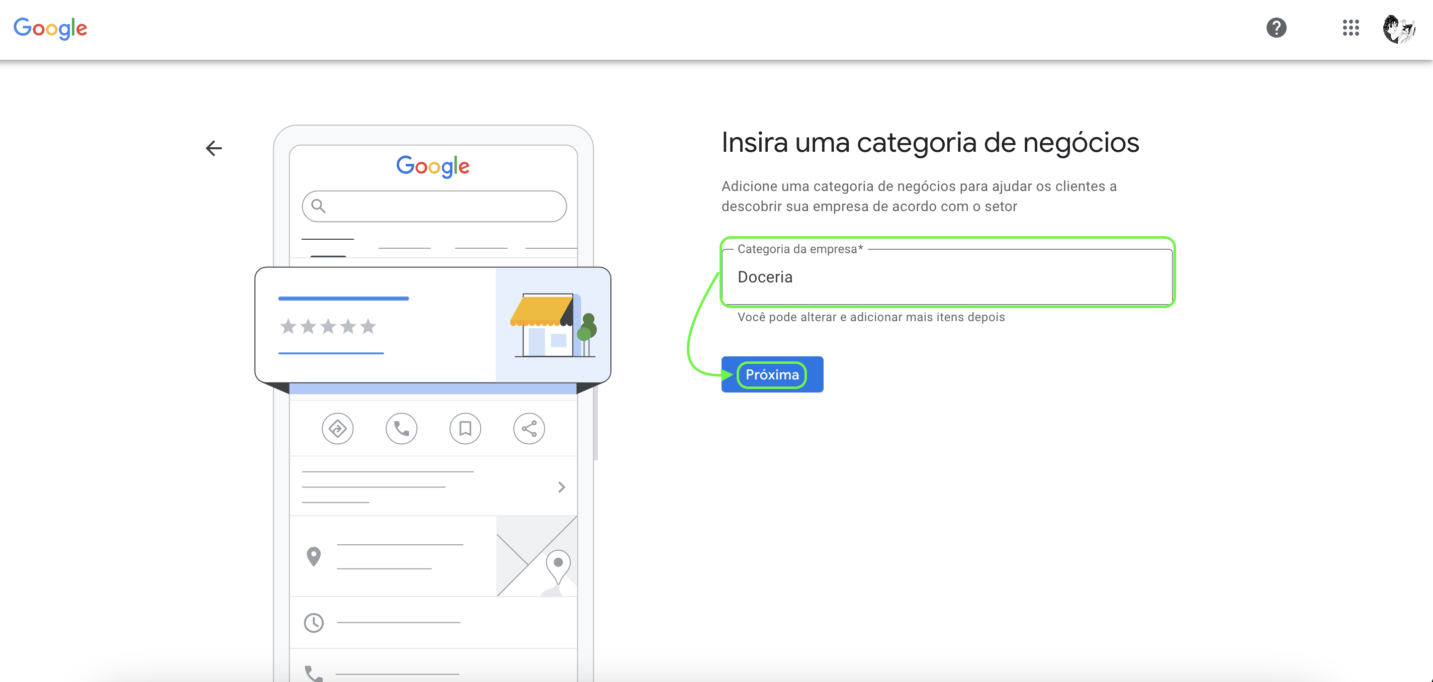 Representação de um exemplo de categoria
