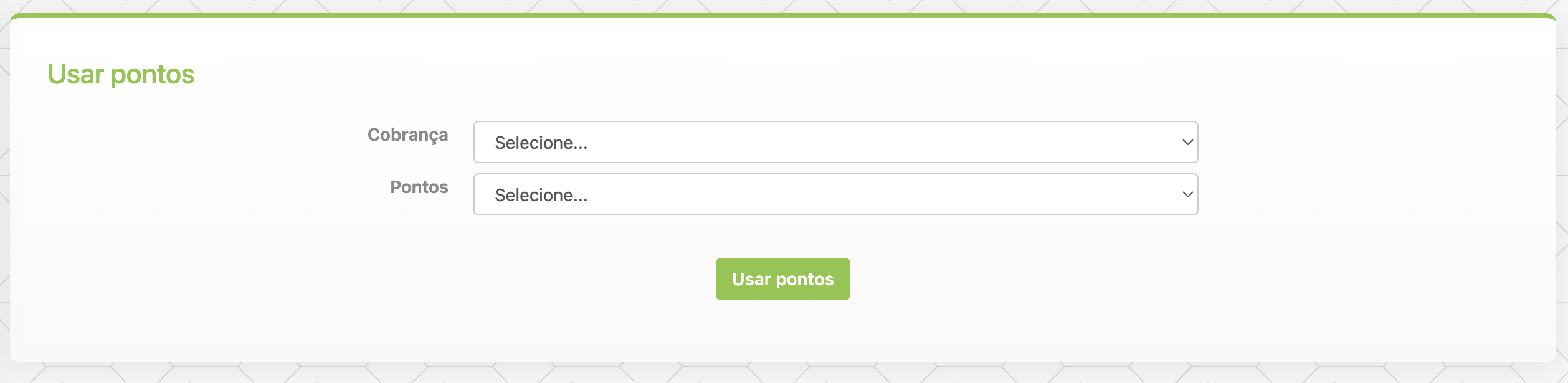 Representação da localização da sessão "Usar pontos"